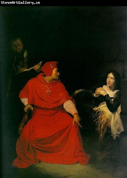 Paul Delaroche Joan of Arc is interrogated by The Cardinal of Winchester in her prison.